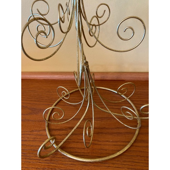 Gold Metal Christmas Ornament Display Tree Star Top Swirls Stand - Picture 3 of 6